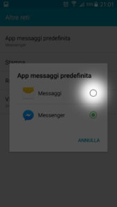 Rimuovere sms facebook messenger passo6 APP PREDEFINITA SMS