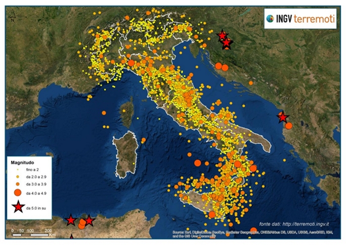 Terremoti, in Italia nel 2020 in media 45 al giorno, uno ogni mezz’ora