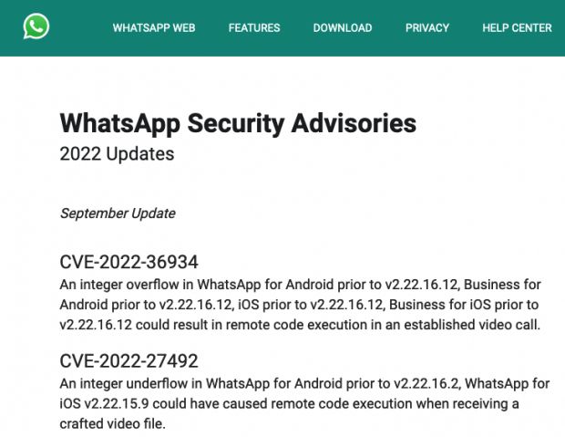 Aggiornate subito WhatsApp per chiudere due falle critiche