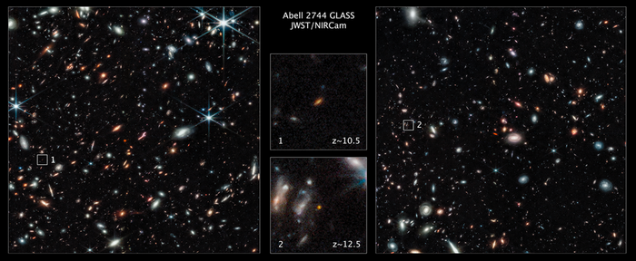 Il telescopio Webb vede due galassie all’alba del cosmo VIDEO